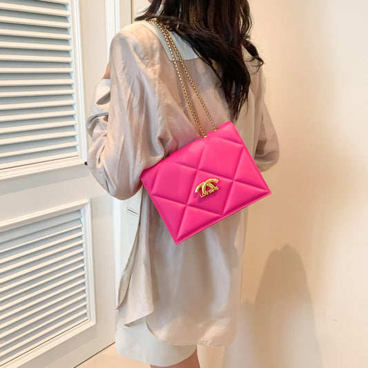 Women Fashion Square Diamond Chain Crossbody Bag