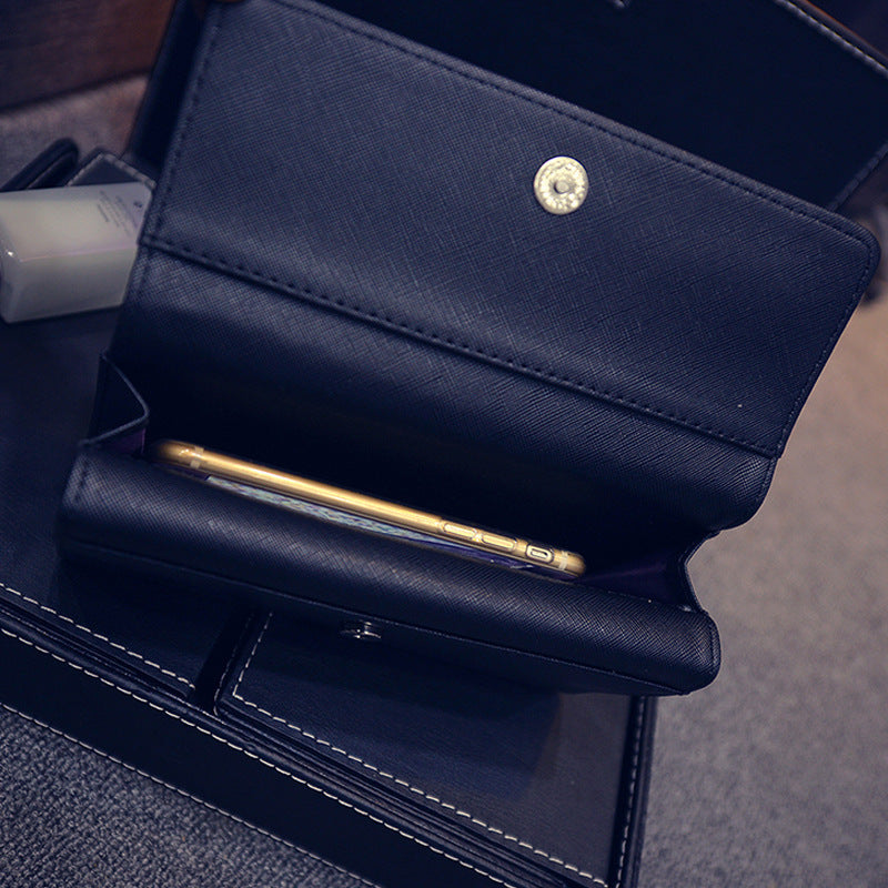 Women'S Fashion Pop Punk Stud Rivet Long Double Cover Coin Purse