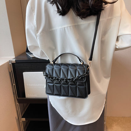Petit sac à main carré rétro tendance avec chaîne rhomboïdale 