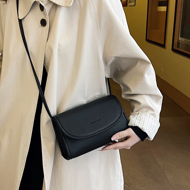 Women Simple Solid Color Block Square Flap PU Crossbody Bag