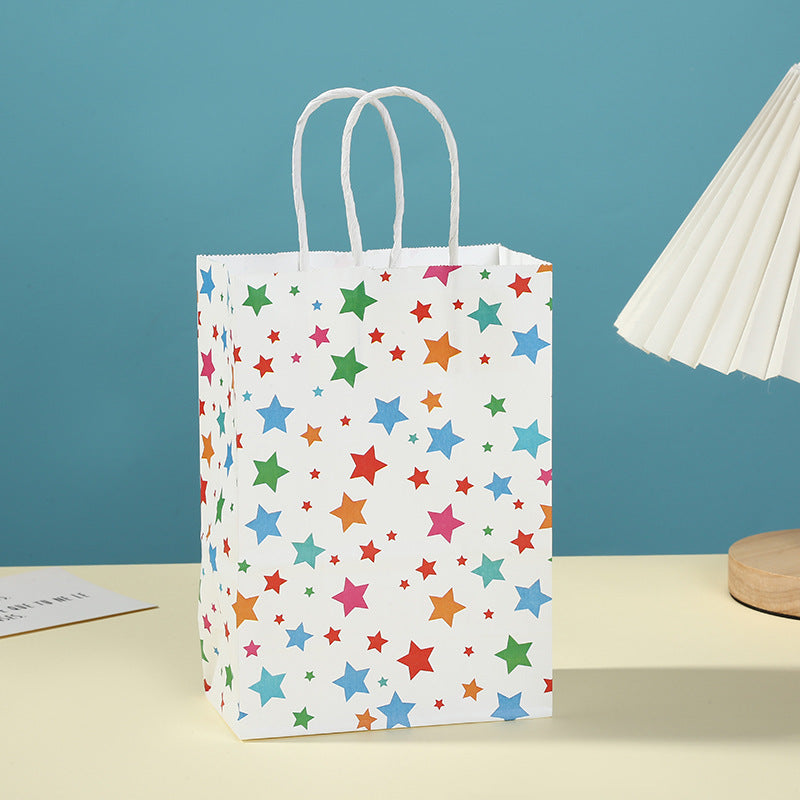 Sac fourre-tout créatif en papier kraft à pois et imprimé arc-en-ciel 