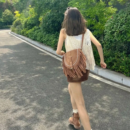 Sac à bandoulière à franges vintage 