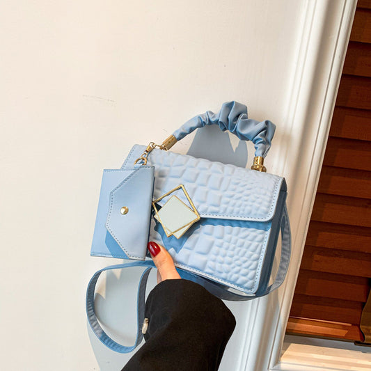 Sac à bandoulière tendance en relief crocodile de couleur unie 