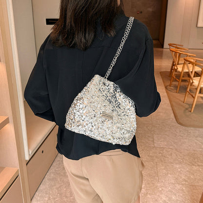 Fashion Sequin Bucket Bag Chain Shoulder Bag