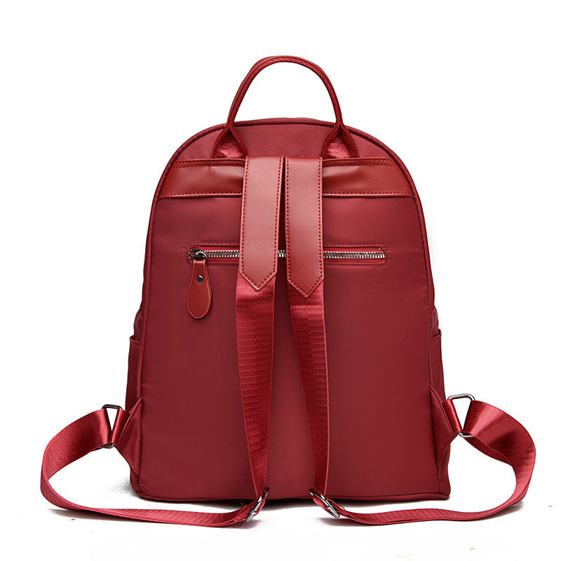 Women Fashion Rivet Soft Wax Leather Backpack