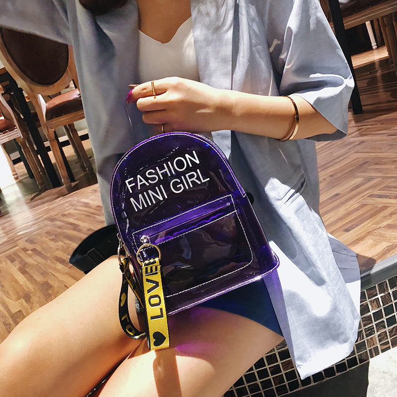 Women Fashion Jelly Letter Clear PVC Backpack
