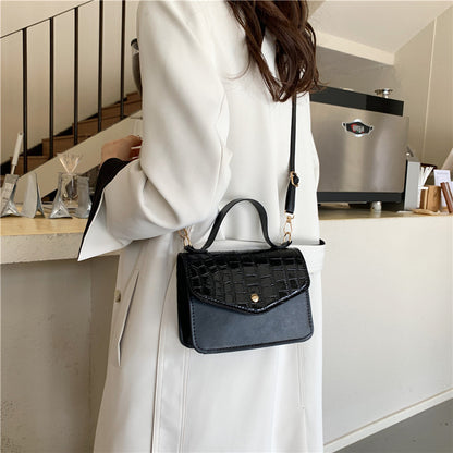 Women Fashion Solid Color Stone Pattern Flap Square Crossbody Bag