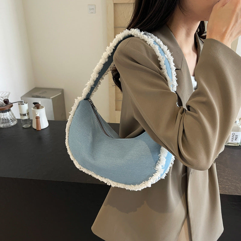 Sac à bandoulière en toile et peluche tendance et créatif 