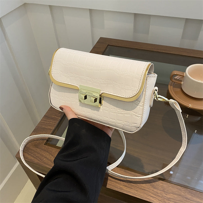 Stylish Stone Pattern Solid Color Shoulder Bag