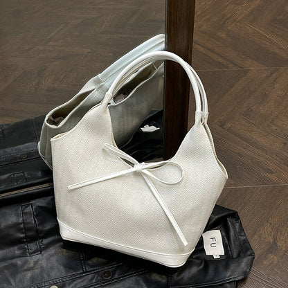 Sacs à main en toile denim avec nœud tendance, grande capacité 