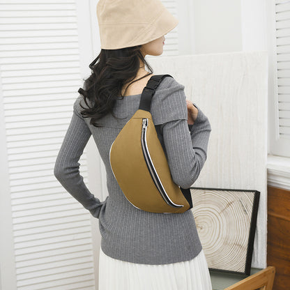 Women Casual Solid Color Zipper Crossbody Chest Bag