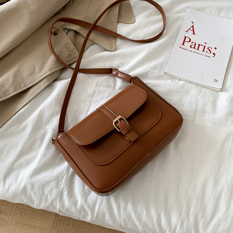 Simple Solid Color Clap Shoulder Bag