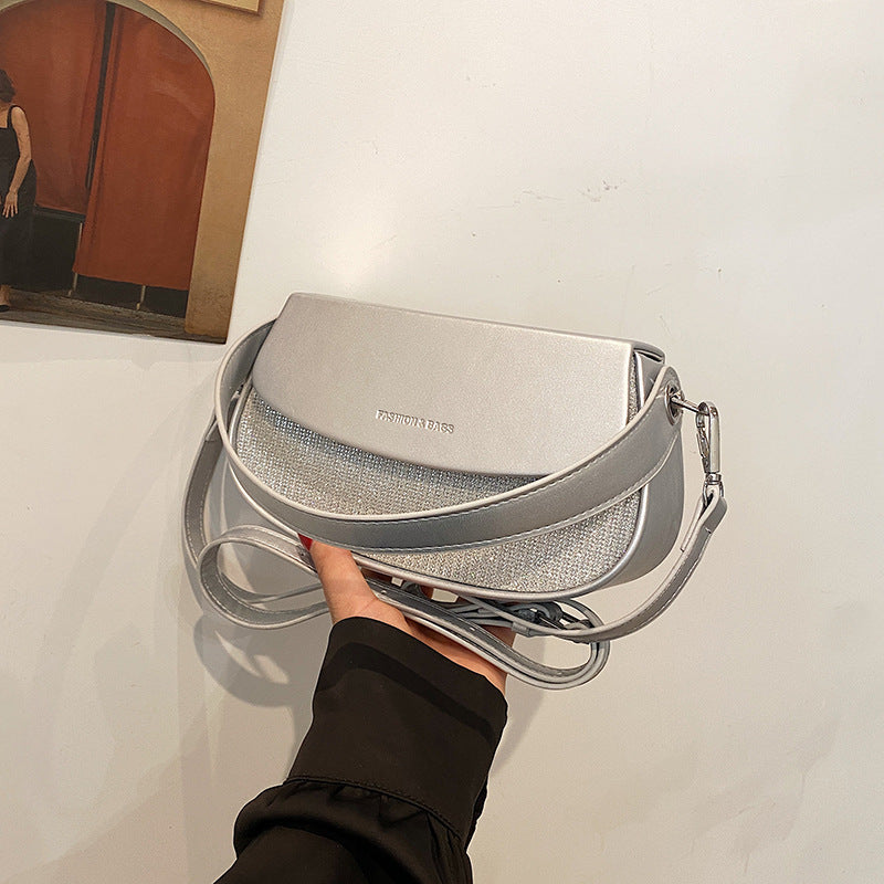 Fashion Solid Color Shoulder Saddle Bag