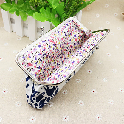 Women Fashion Fabric Ethnic Style Simple Buckle Long Coin Purse