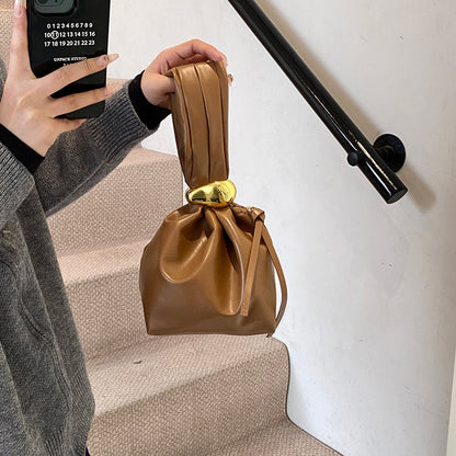 Sac seau plissé rétro créatif 