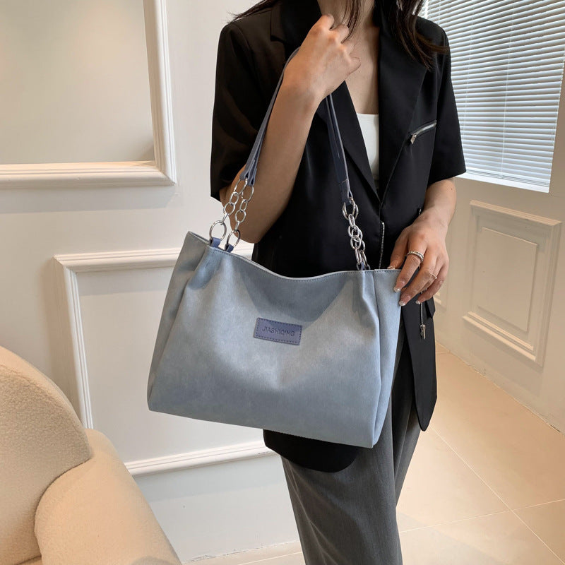 Women Simple Fashionable Large Capacity Square PU Tote Bag