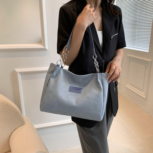 Women Simple Fashionable Large Capacity Square PU Tote Bag