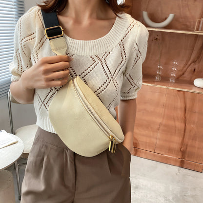 Women Fashion Solid Color Zipper Crossbody Chest Bag