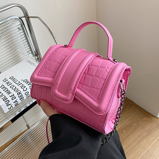 Sac messager à chaîne de couleur unie pour femme