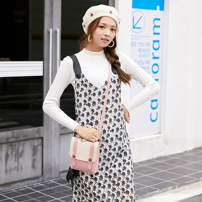 Women Fashion Contrasting Color Waterproof Design Backpack