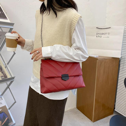 Sac à bandoulière décontracté en PU pour femme, couleur unie, grande capacité, avec boucle à rabat 