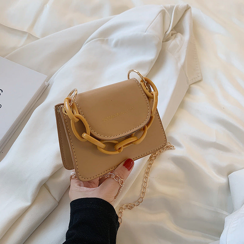 Sac à bandoulière à rabat et chaîne pour femme, décontracté, couleur unie, à la mode, été 