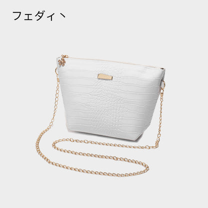 Sac à bandoulière tendance pour femme, motif crocodile, couleur unie, avec chaîne 