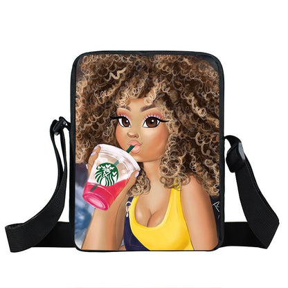 Creative Fashion Polyester Cartoon Girl Print Shoulder Bag