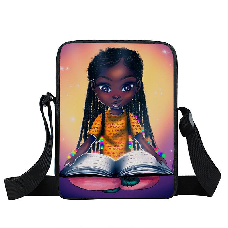 Creative Fashion Polyester Cartoon Girl Print Shoulder Bag