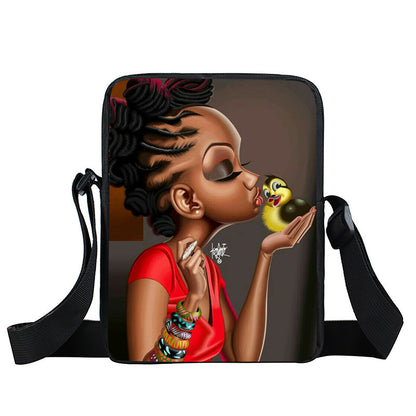 Creative Fashion Polyester Cartoon Girl Print Shoulder Bag