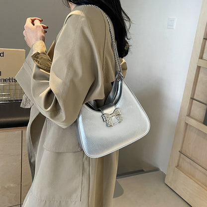 Sac à bandoulière tendance pour femme avec nœud et poignée en chaîne 