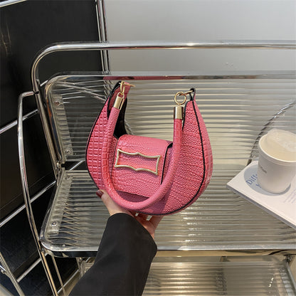 Sac à main simple et tendance à motif crocodile de couleur unie 