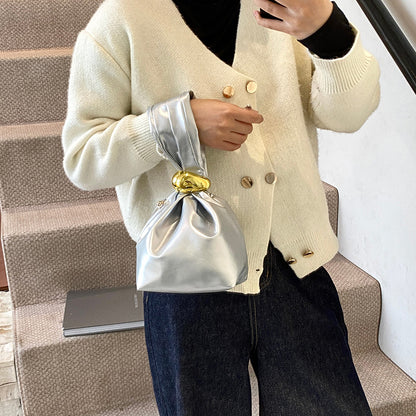 Sac seau plissé rétro créatif 