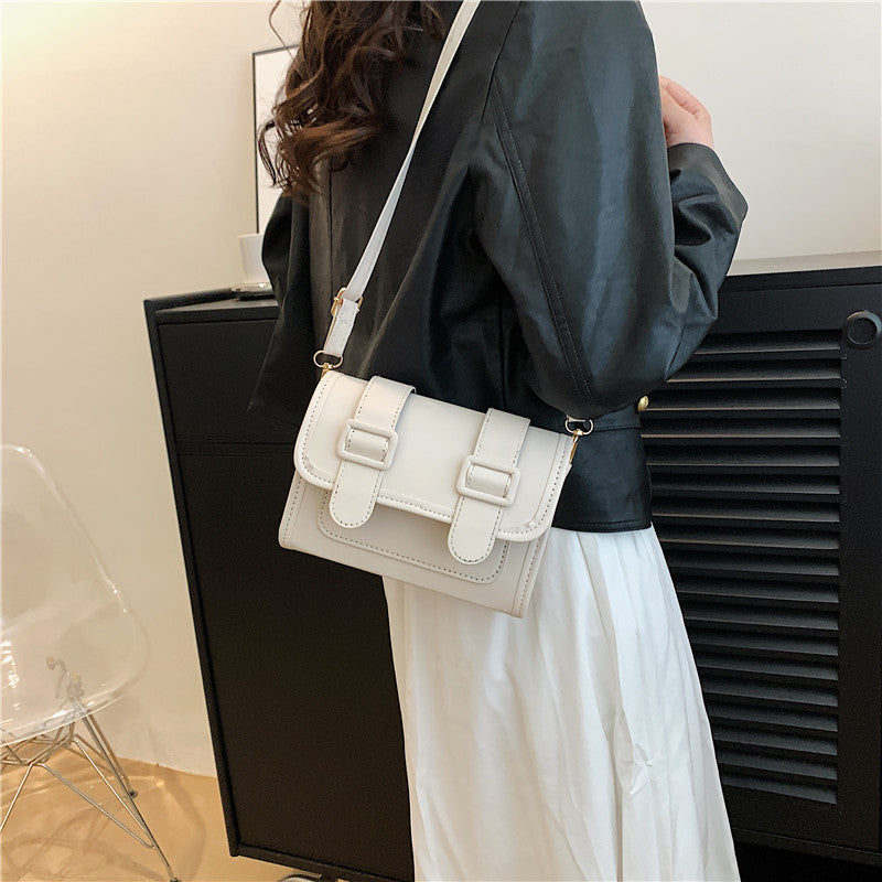 Women Fashionable Simple Belt Buckle Flap Square Crossbody Bag