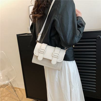 Women Fashionable Simple Belt Buckle Flap Square Crossbody Bag
