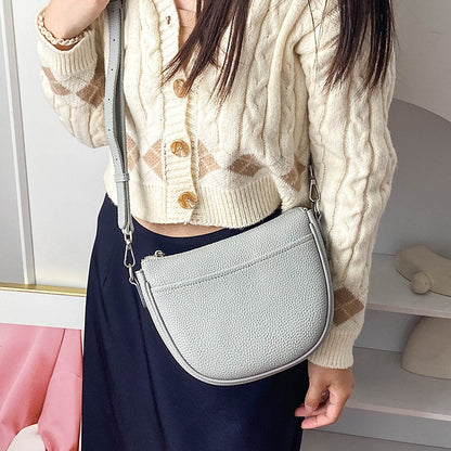 Women Fashion Casual Solid Color Zipper Crossbody Bag