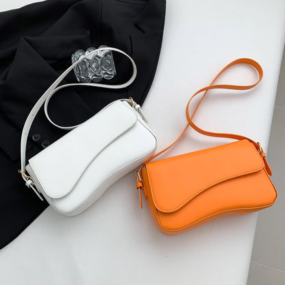Sac à bandoulière carré à rabat en PU pour femme, couleur unie, tendance 
