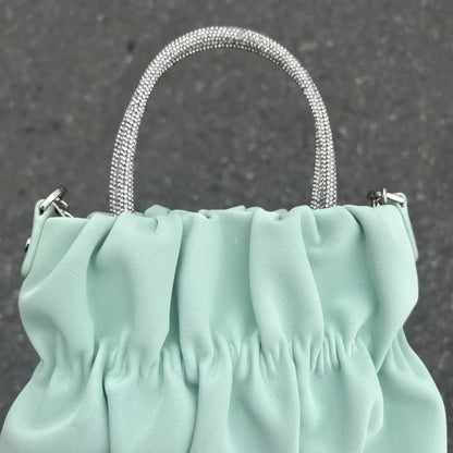 Women Fashion Pleated Cloud Solid Color Chain Handbag