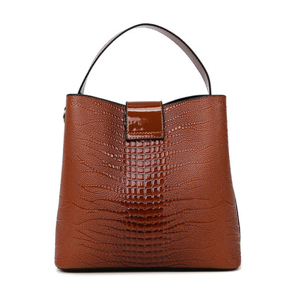 Sac à main décontracté simple à motif crocodile pour femme, couleur unie 