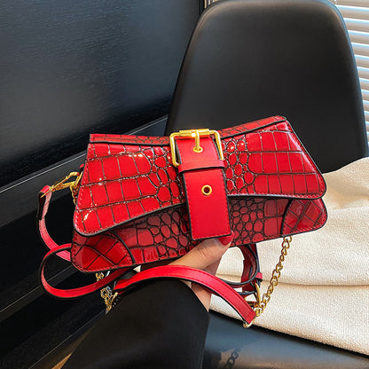 Sac à bandoulière à rabat motif crocodile pour femme 