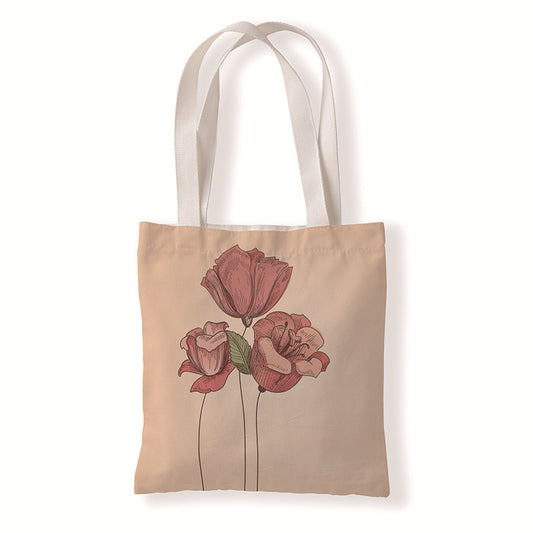 Women Fashion Elegant Flowers Bouquet Canvas Tote Bag