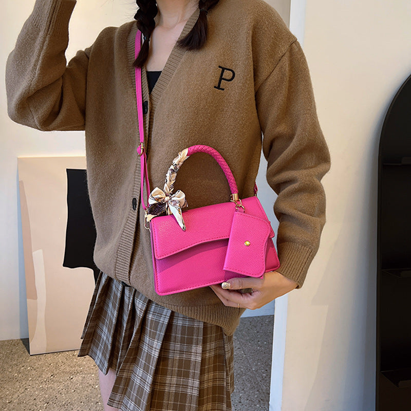 Sac à bandoulière carré à rabat, simple et décontracté, couleur unie 