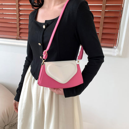 Sac à bandoulière irrégulier en forme de cœur à contraste de couleurs simple
