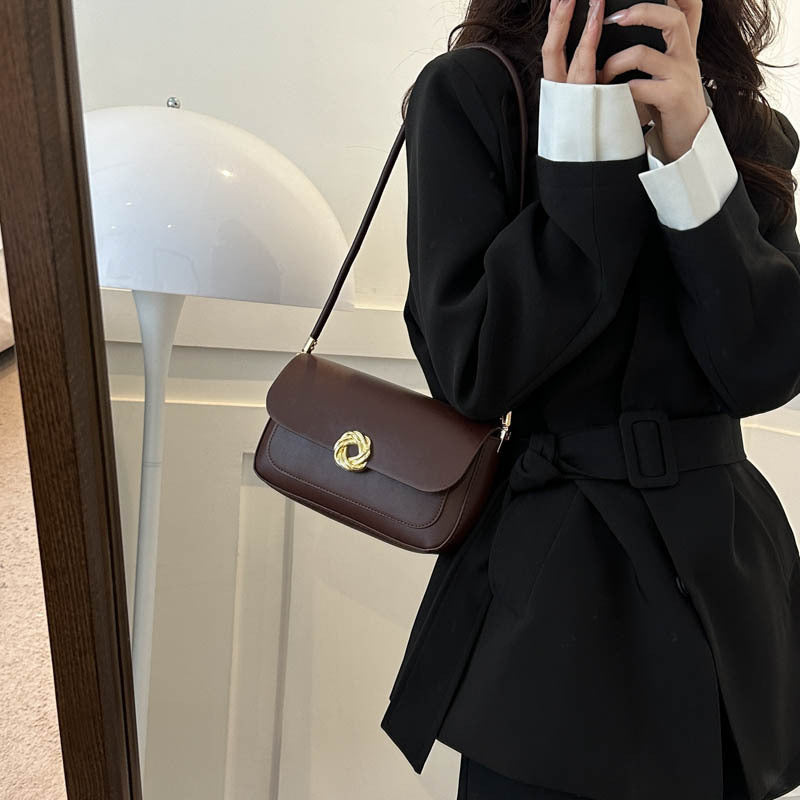 Sac à bandoulière carré décontracté vintage en PU pour femme avec boucle en métal 