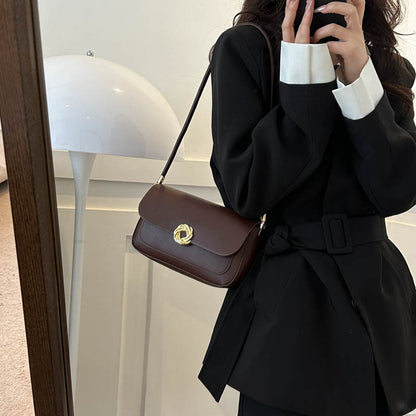 Sac à bandoulière carré décontracté vintage en PU pour femme avec boucle en métal 