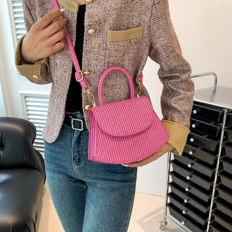 Sac à bandoulière incurvé de couleur unie pour femme 