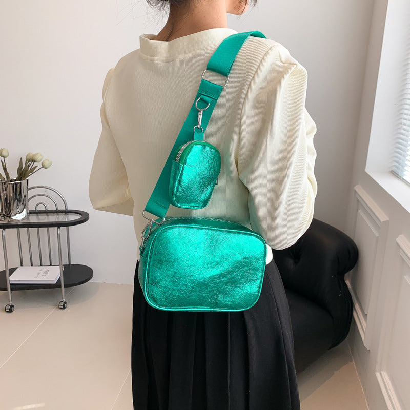 Ensemble deux pièces de sacs à bandoulière carrés, décontractés et simples, de couleur unie, pour femmes 