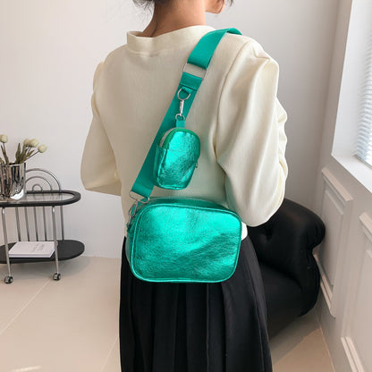 Ensemble deux pièces de sacs à bandoulière carrés, décontractés et simples, de couleur unie, pour femmes 