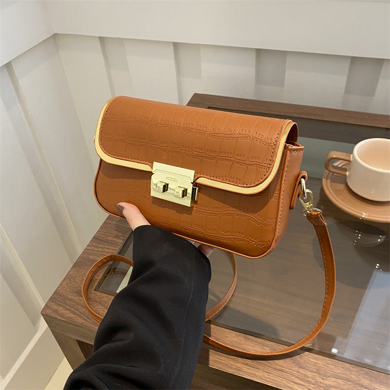 Stylish Stone Pattern Solid Color Shoulder Bag