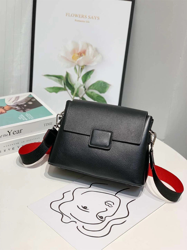 Sac messager en cuir pour femme, petit sac carré simple et décontracté 